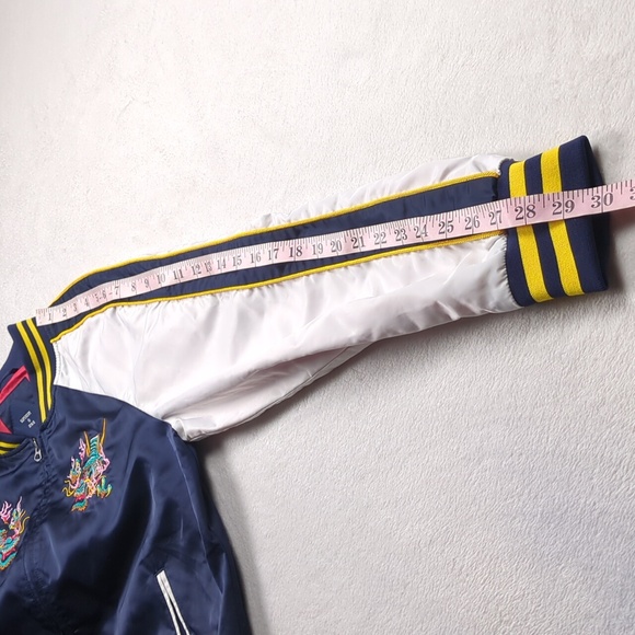 Superdry Vintage Sukajan Souvenir Jacket Map of Japan Navy Blue Size 12 XL - Picture 16 of 16